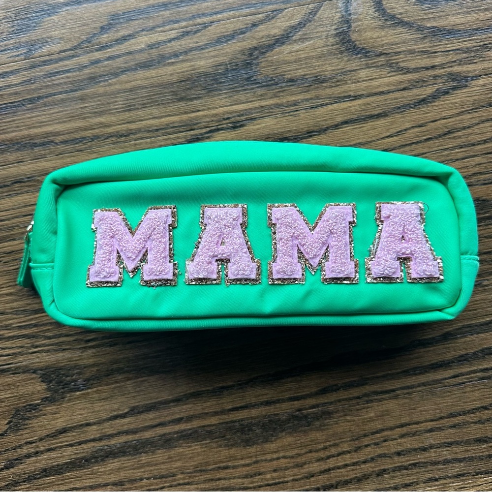 Stoney Clover Lane Avocado slim with Flamingo Glitter varsity MAMA sewn